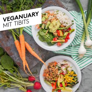 Genussvolle Neujahresvorsätze with tibits for veganuary